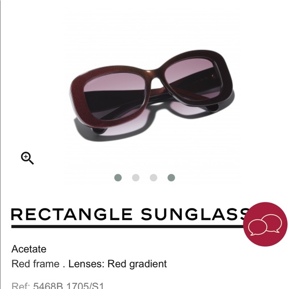 Chanel rectangle sunglasses red burgundy color current style - Picture 15 of 16